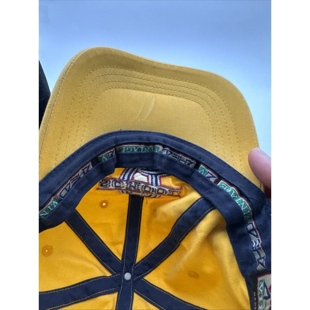 Y2k Ahead Vintage PGA West Golf Hat Yellow mustard Strap Back 2000 Dad Q School